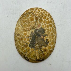 Vintage Holly Hobbie Wall Hanging Plaque Decor Art Ceramic Crackle Girl Cat